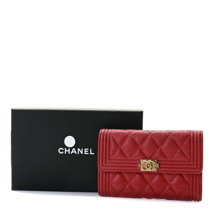 Chanel Caviar Quilted Medium Boy Flap Wallet Burgundy 8 of 8