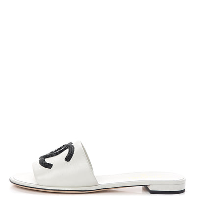 Chanel Lambskin Beaded CC Mules 40.5 Grey 1 of 7