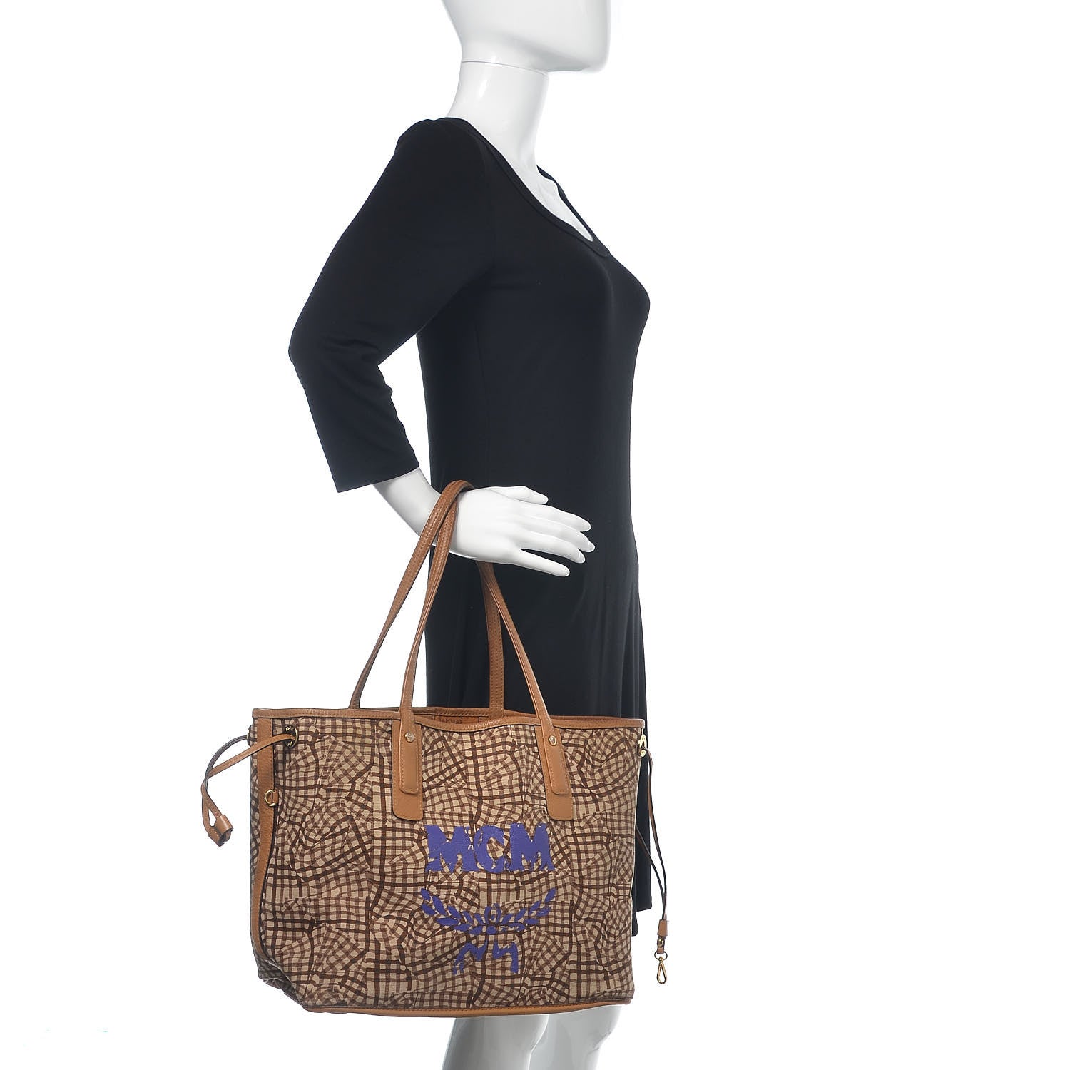 MCM Visetos Medium Liz Reversible Shopper Tote Cognac 2 of 19