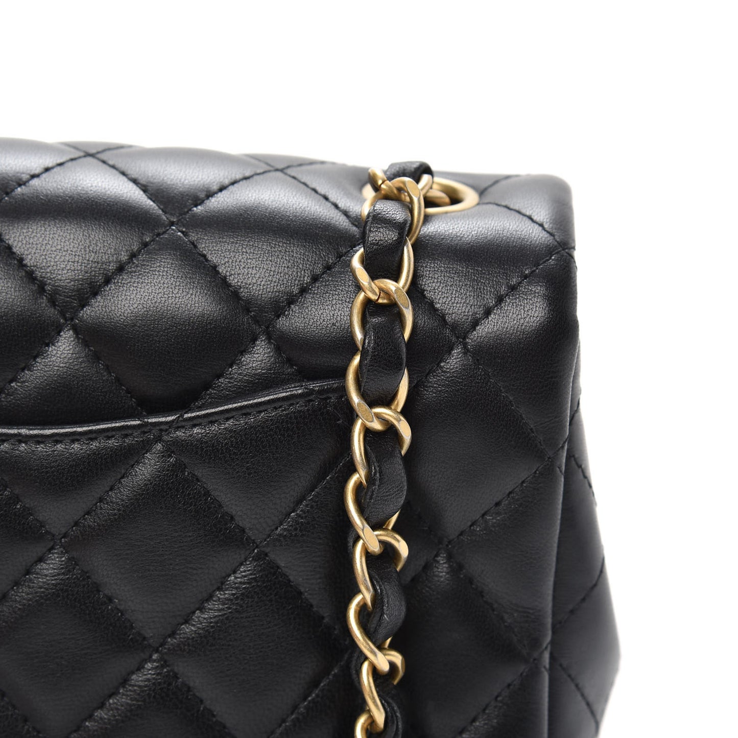 Lambskin Quilted Mini Rectangular Flap Black