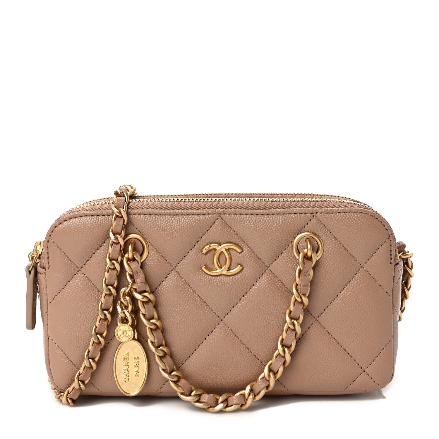 Chanel Caviar Quilted Small Clutch With Chain Beige 1 of 10