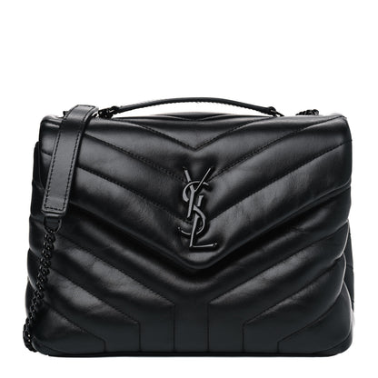 Saint Laurent Calfskin Y Quilted Monogram Small Loulou Chain Satchel Black 1 of 5