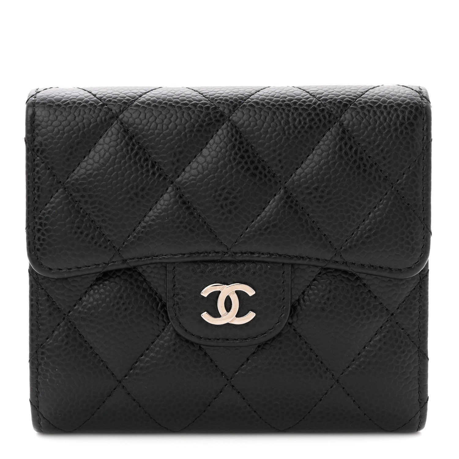 Chanel Caviar Quilted Compact Flap Wallet Black 39.5 Ivory Black 1 of 8