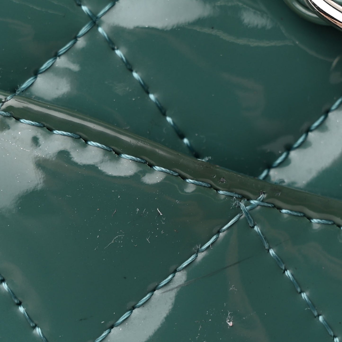 Patent Quilted Mini Rectangular Flap Turquoise