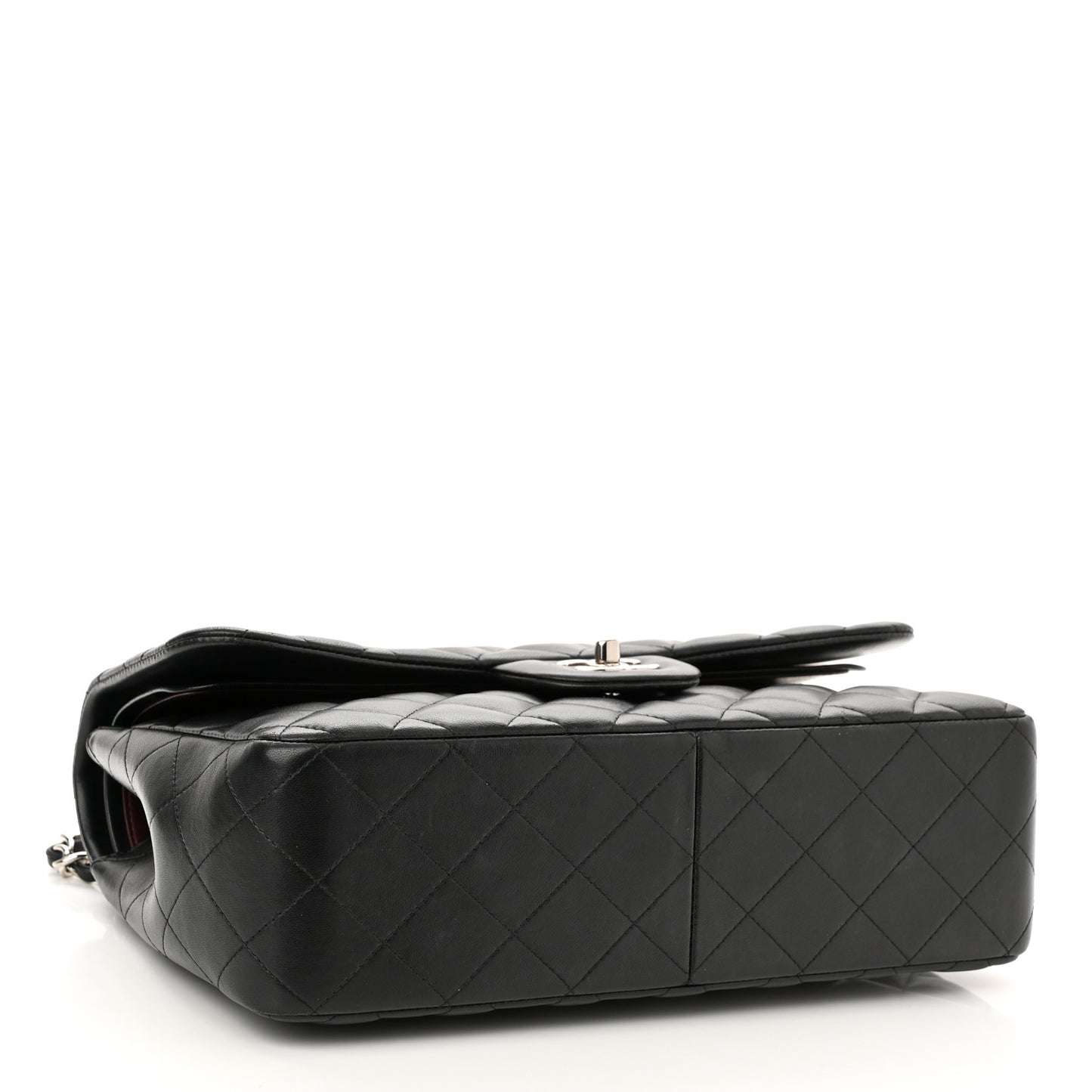 Lambskin Quilted Jumbo Double Flap Black