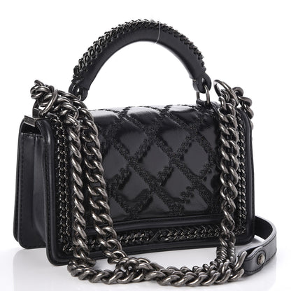 Chanel Goatskin Quilted Small Boy Top Handle Flap Black 3 of 11