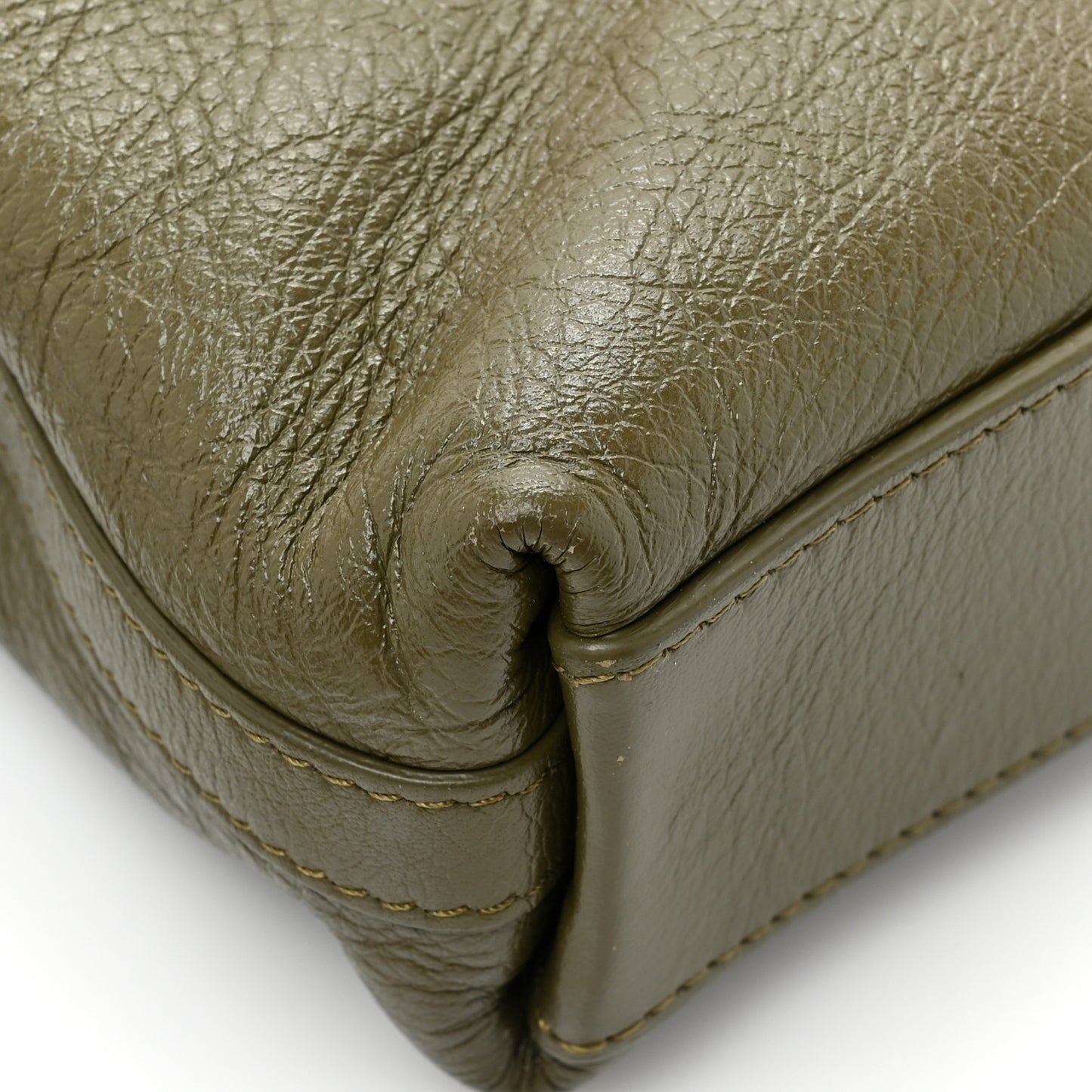 Tumbled Calfskin Medium Voyou Bag Dark Green