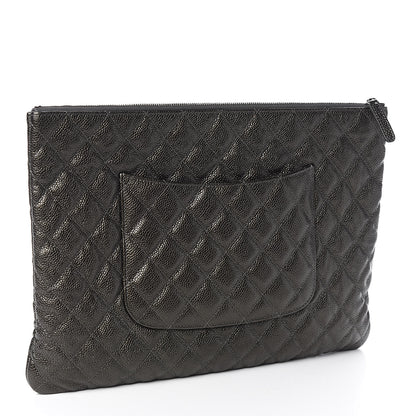 Chanel Caviar Quilted Large Cosmetic Case Dark Charcoal 3 of 9