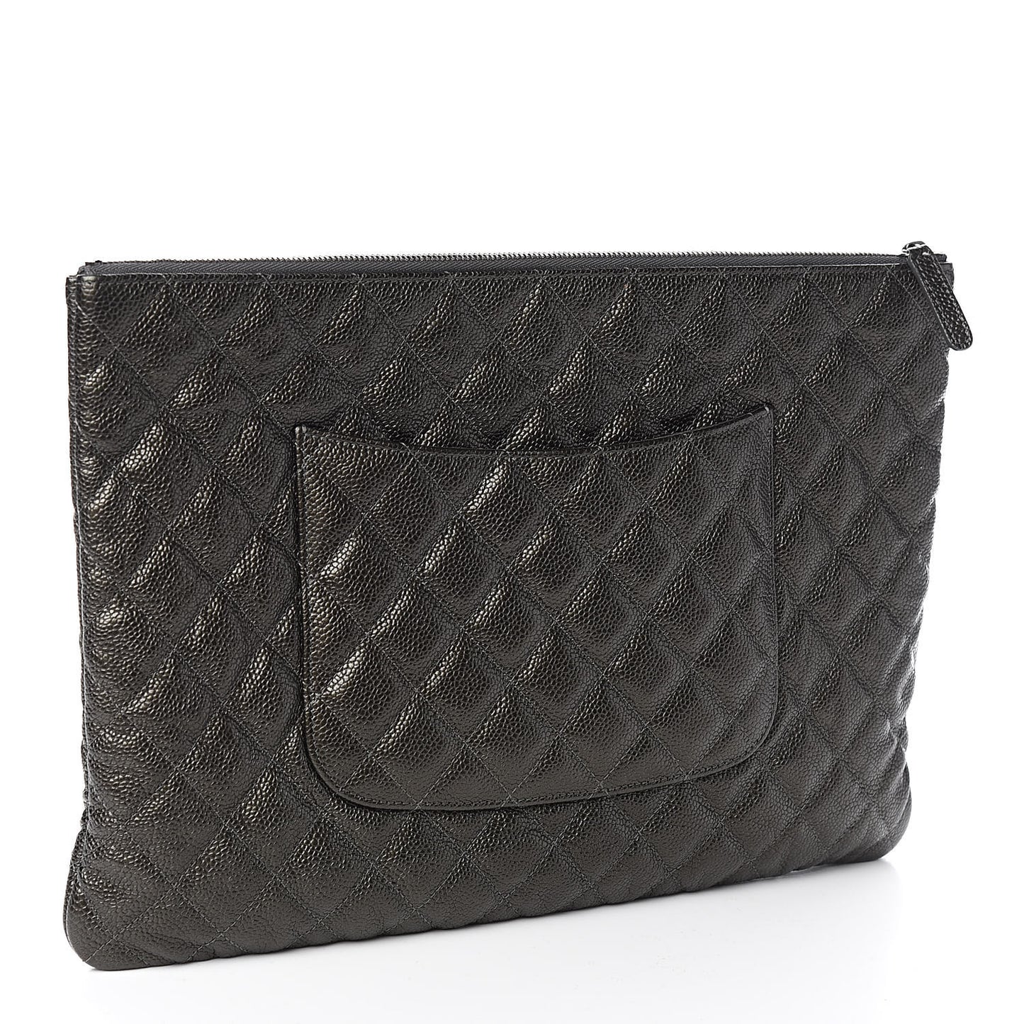 Caviar Quilted Large Cosmetic Case Dark Charcoal