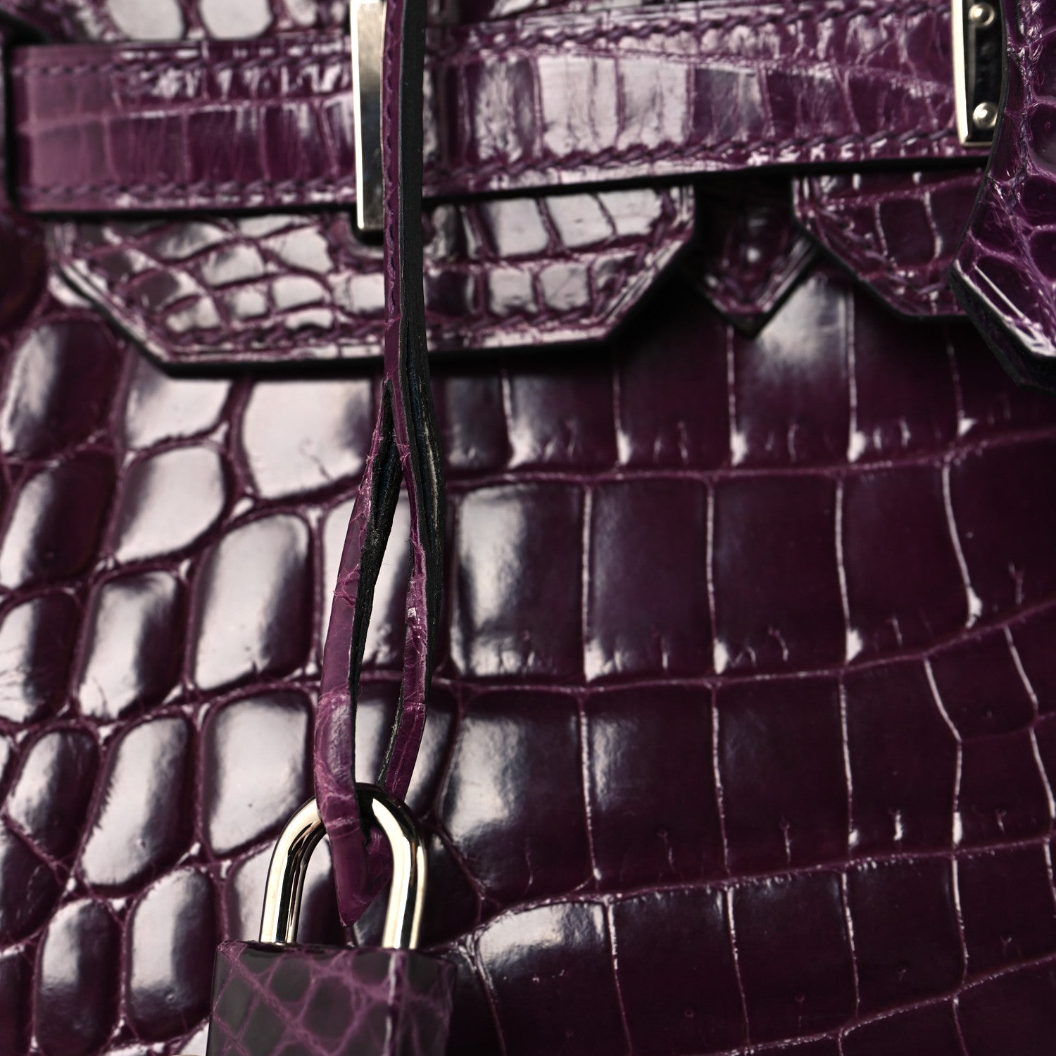 Hermes Shiny Niloticus Crocodile Birkin 30 Amethyst 13 of 14