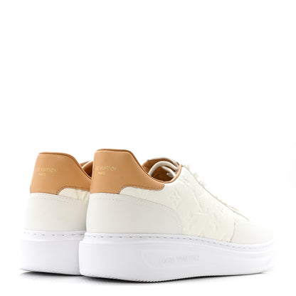 Louis Vuitton Grained Calfskin Embossed Monogram Mens Beverly Hills Sneakers 8.5 White 5 of 9