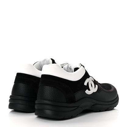 Chanel Mesh Suede Grained Calfskin Womens CC Sneakers 40 Black White 4 of 8