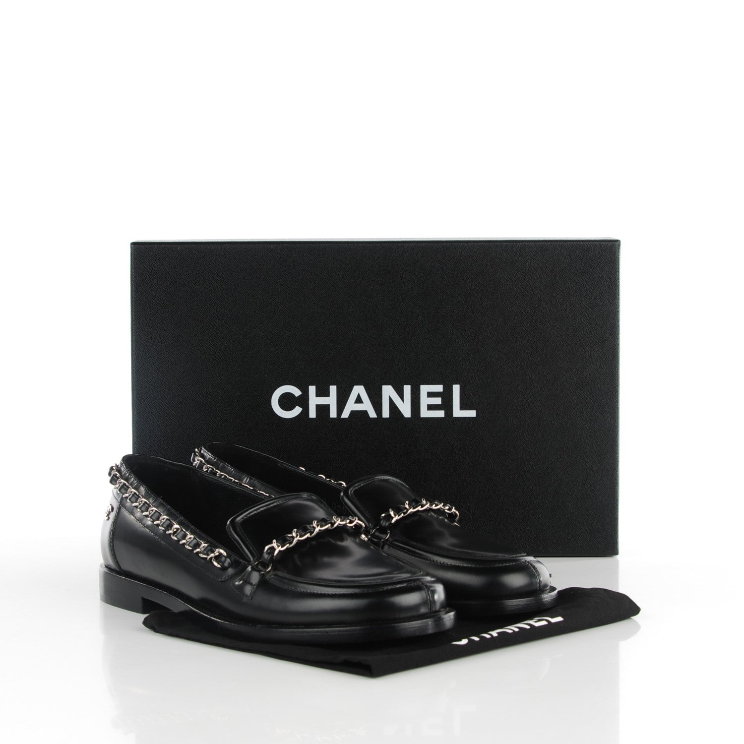 Chanel Calfskin Chain Loafers 35 Black 9 of 9