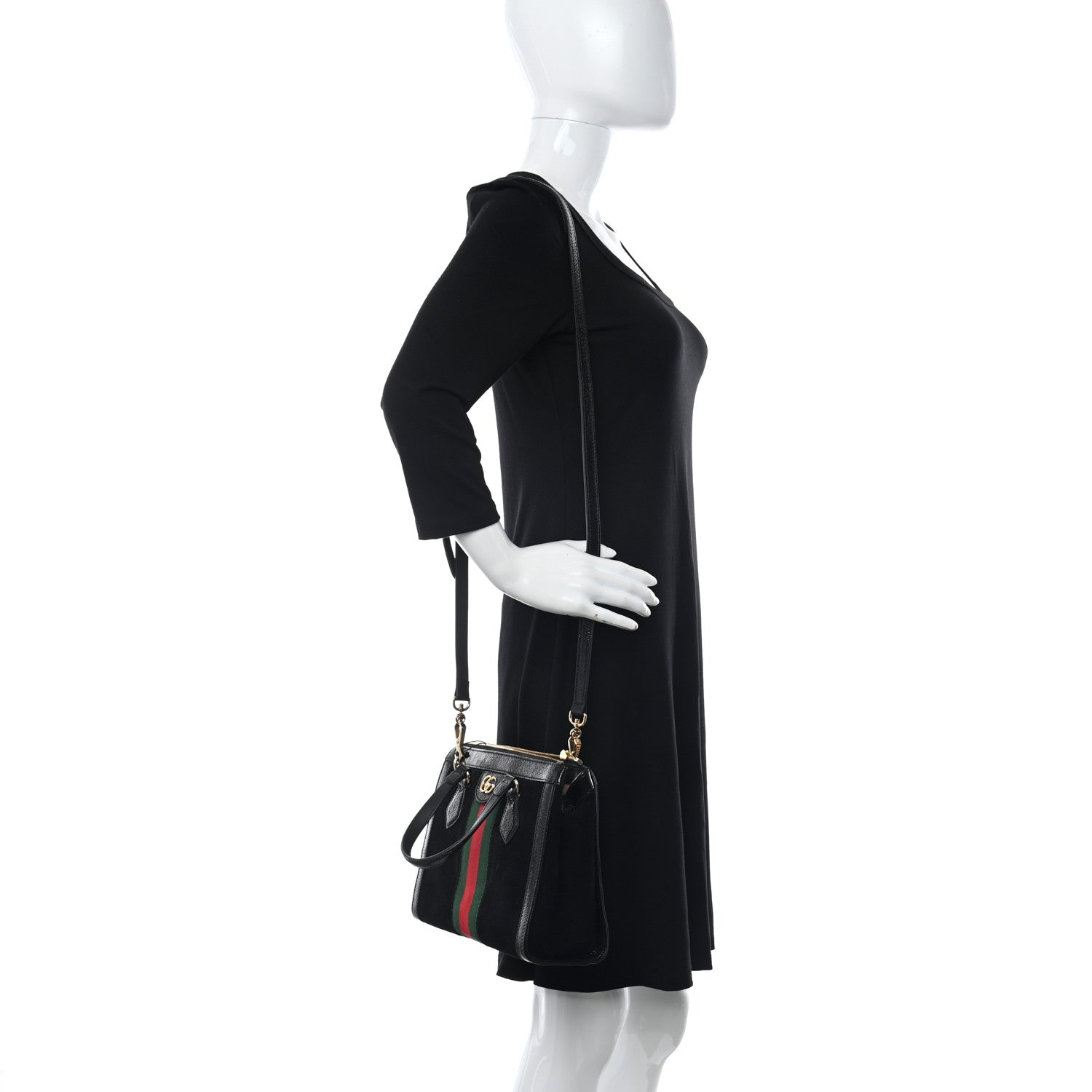 Gucci Suede Patent GG Web Small Ophidia Tote Bag Black 2 of 10
