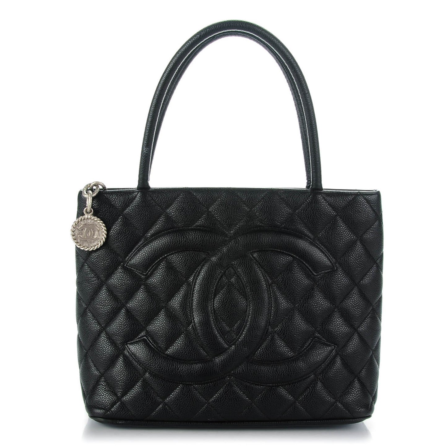 Caviar Quilted Medallion Tote Black
