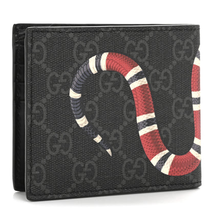 Gucci GG Supreme Monogram Kingsnake Nice Bi-Fold Wallet Black Grey 3 of 10