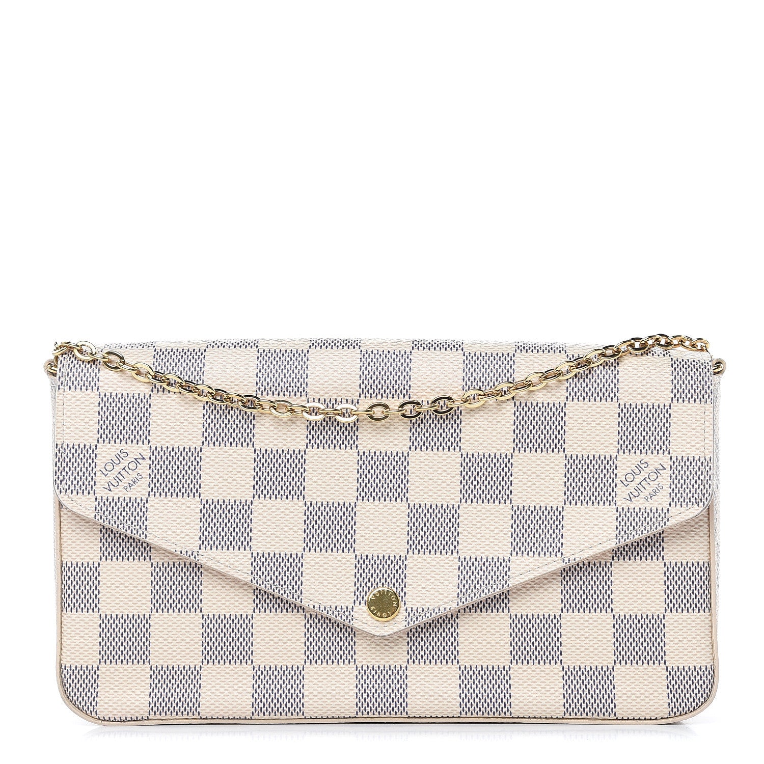 Louis Vuitton Damier Azur Pochette Felicie Chain Wallet Rose Ballerine 1 of 15