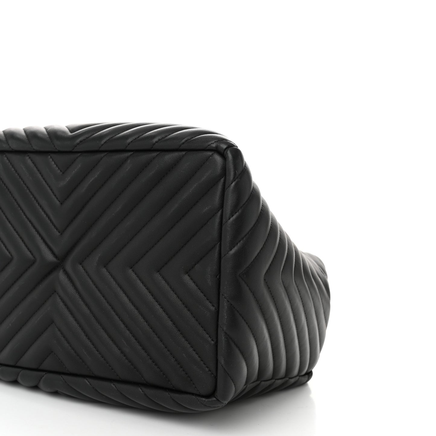Calfskin Chevron Large Urban Spirit Drawstring Bag Black