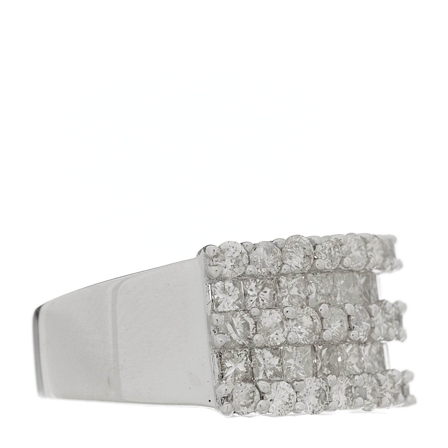 Parker & West by FASHIONPHILE 14K White Gold Diamond 1.71ctw Five Row Round Princess Cut Band Ring 54 7 5 of 9