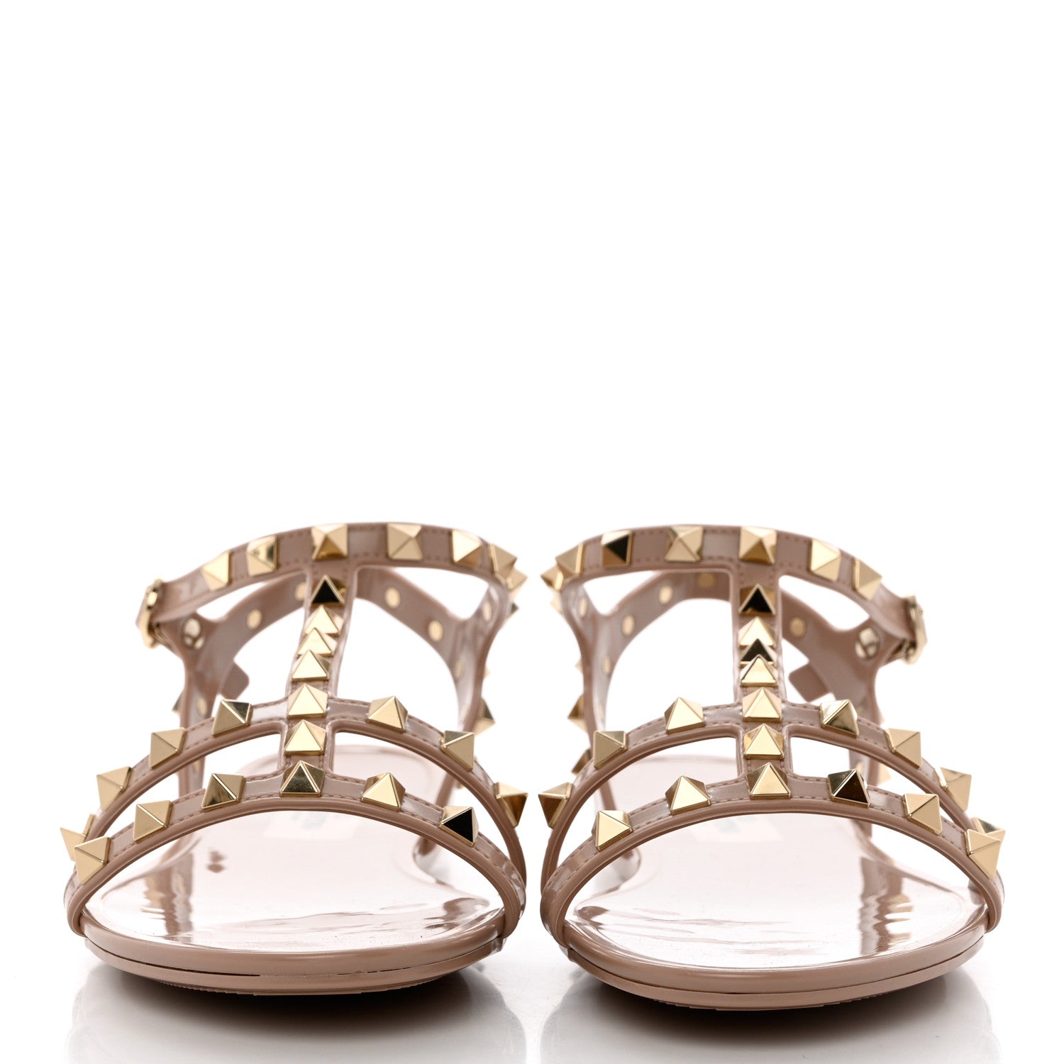 Valentino Garavani PVC Jelly Rockstud Caged Sandals 37 Poudre 2 of 8