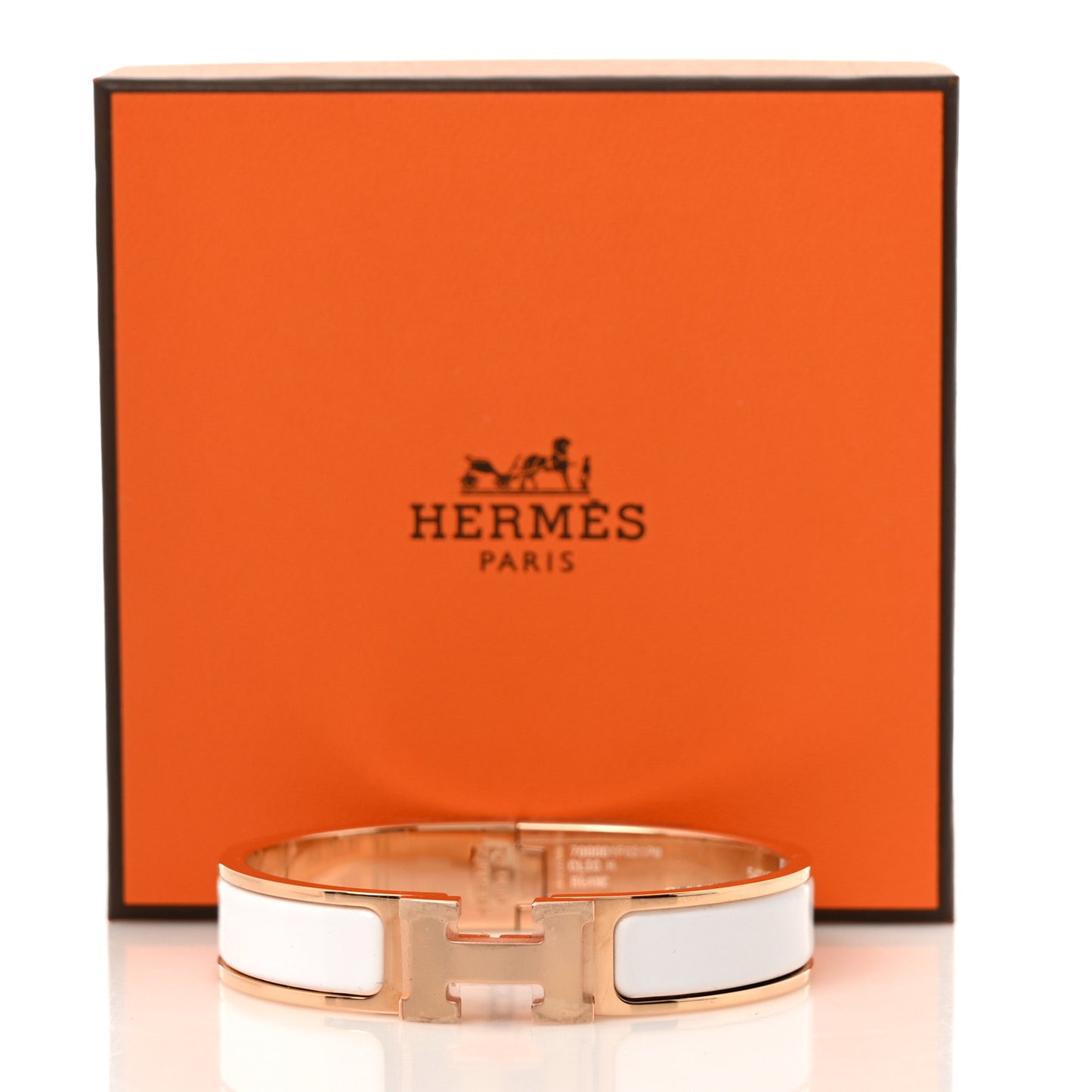 Enamel Narrow Clic Clac H Bracelet PM White