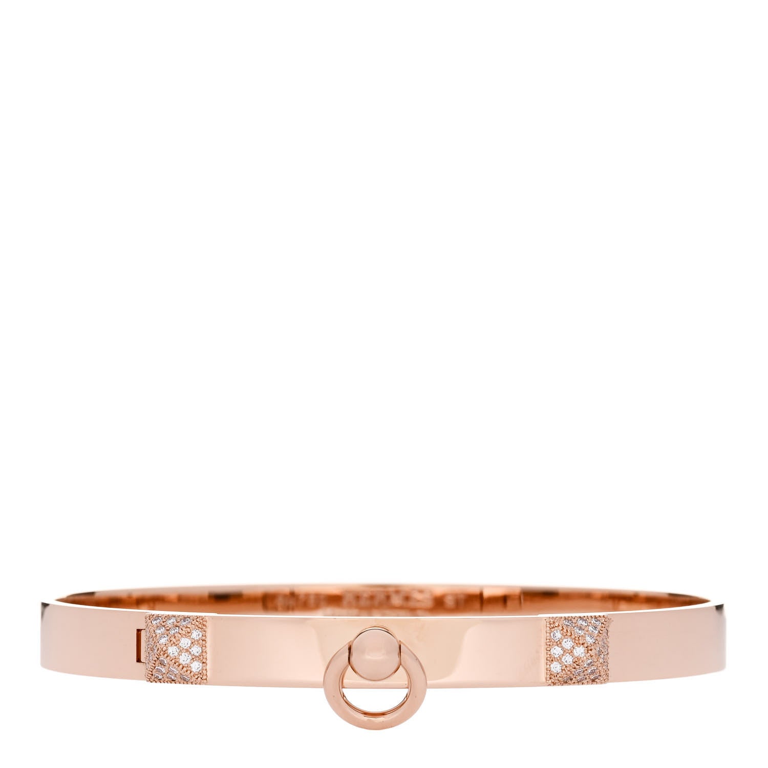 Hermes 18K Rose Gold Diamond PM Collier De Chien Bracelet ST 1 of 4