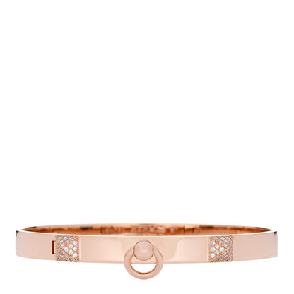 Hermes 18K Rose Gold Diamond PM Collier De Chien Bracelet ST 1 of 4