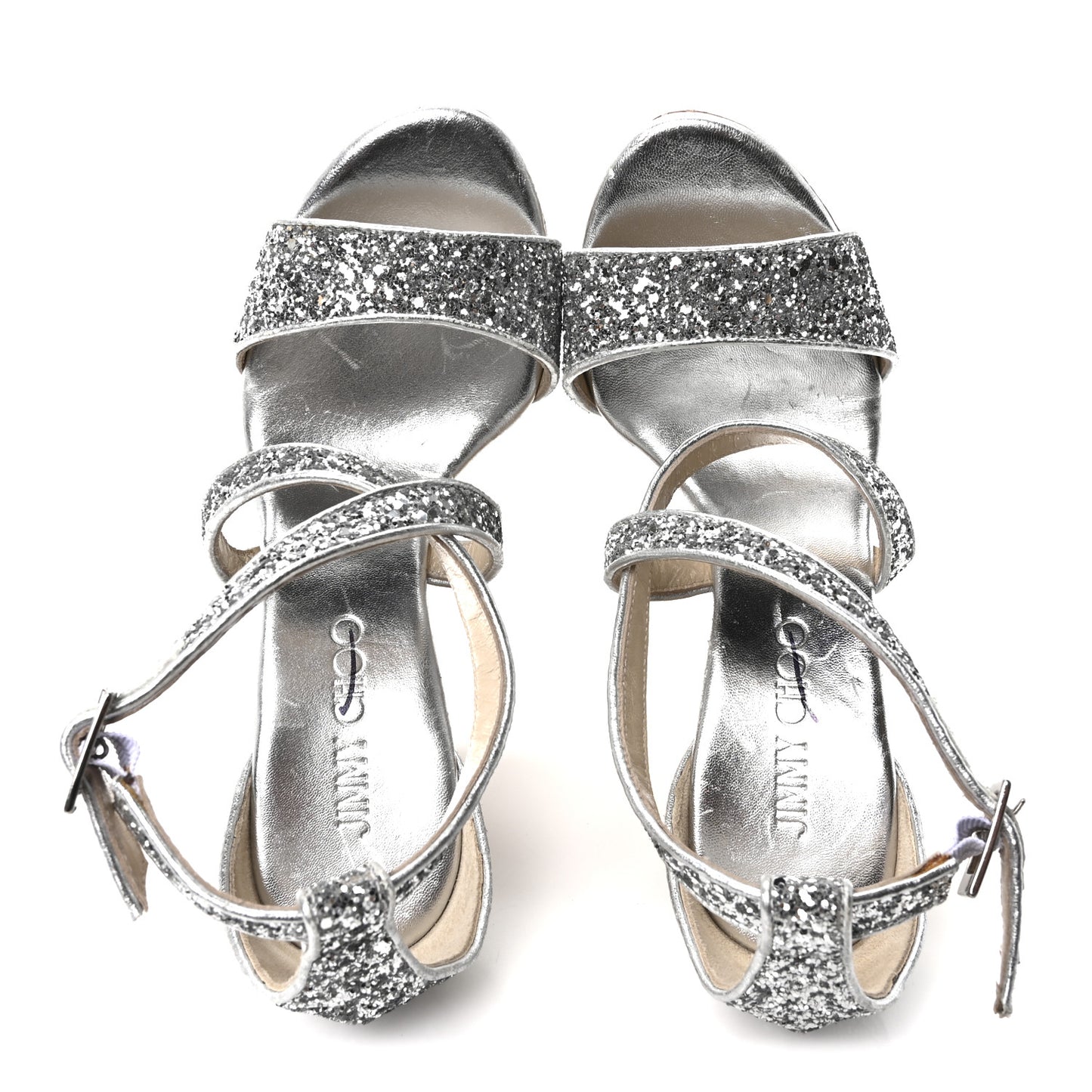 Coarse Glitter Cork Portia 120 Wedge Sandals 36.5 Silver