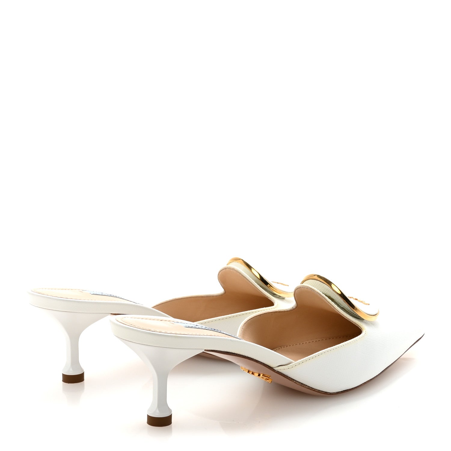 Prada Saffiano Logo Pointed Toe 50mm Mules 36 White 5 of 9