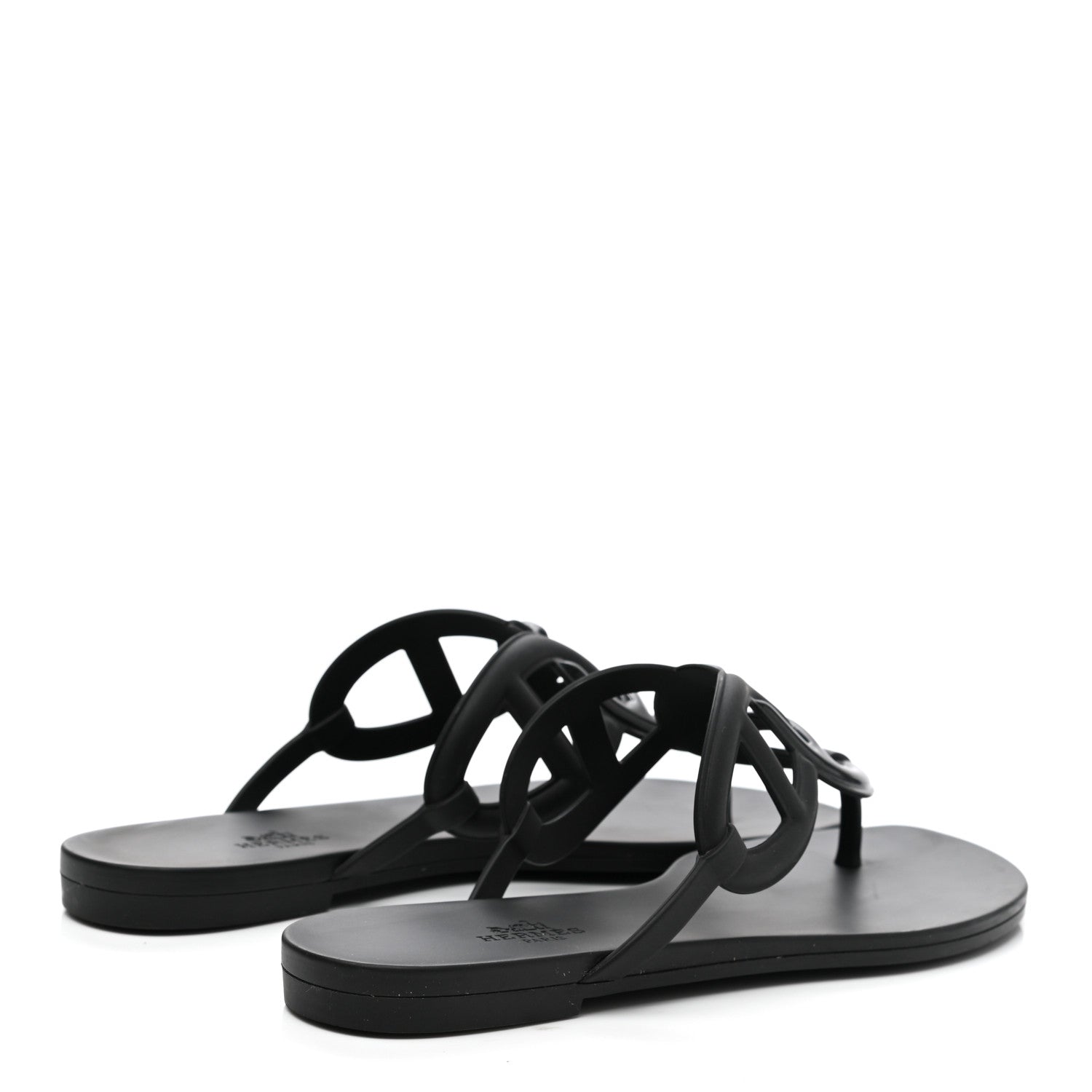 Hermes Rubber Womens Egerie Sandals 37.5 Black 4 of 8