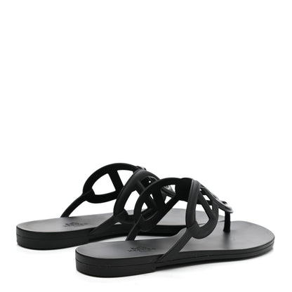 Hermes Rubber Womens Egerie Sandals 37.5 Black 4 of 8