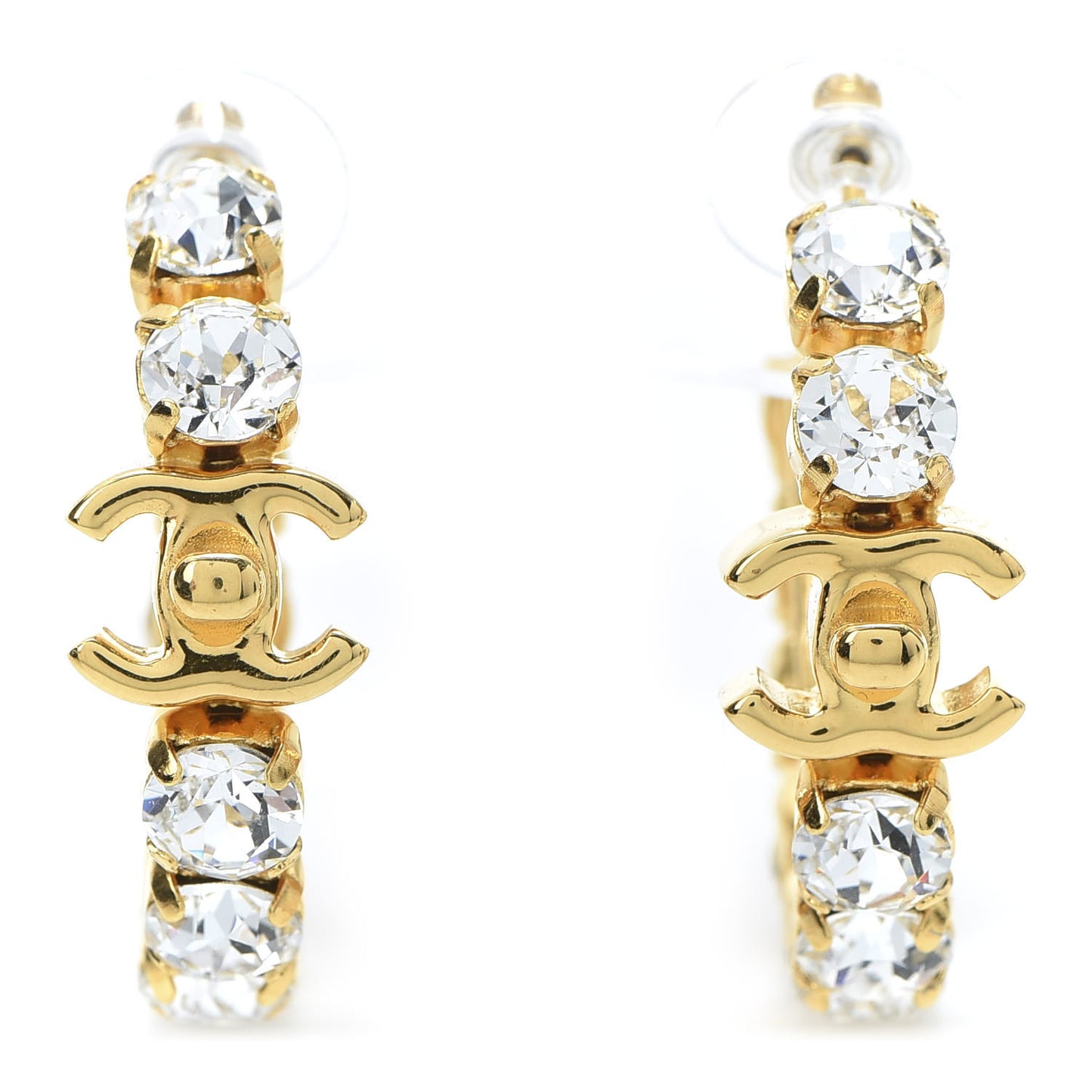 Crystal CC Turnlock Hoop Earrings Gold