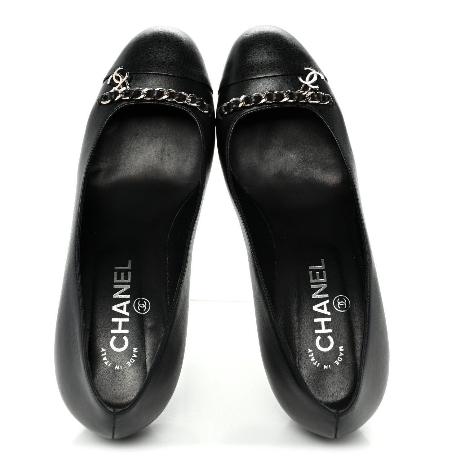 Chanel Calfskin CC Cap Toe Chain Pumps 39 Black 10 of 11