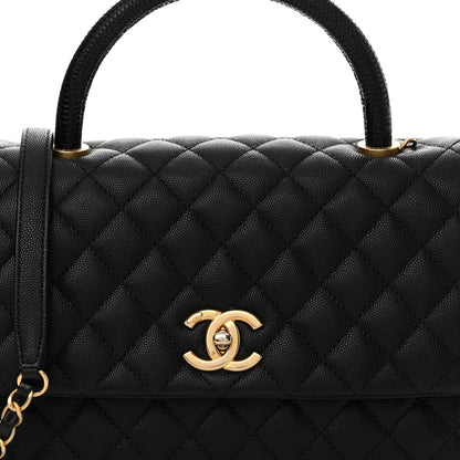 Chanel Caviar Lizard Quilted Small Coco Handle Flap Black 8 of 11