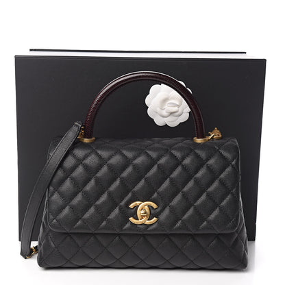Chanel Caviar Lizard Embossed Quilted Small Coco Handle Flap Black 11 of 11