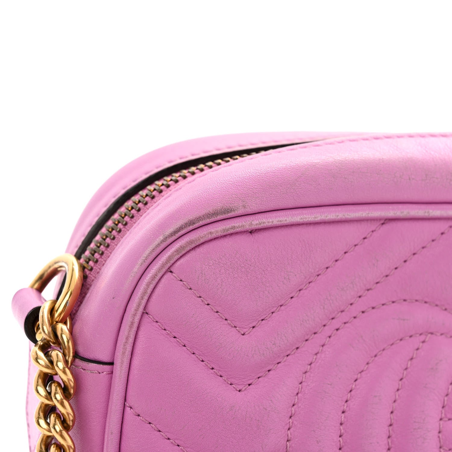 Gucci Calfskin Matelasse Mini GG Marmont Chain Shoulder Bag Candy Mousse 10 of 12