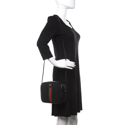 Gucci Calfskin Web Trapuntata Small GG Shoulder Bag Black 2 of 10