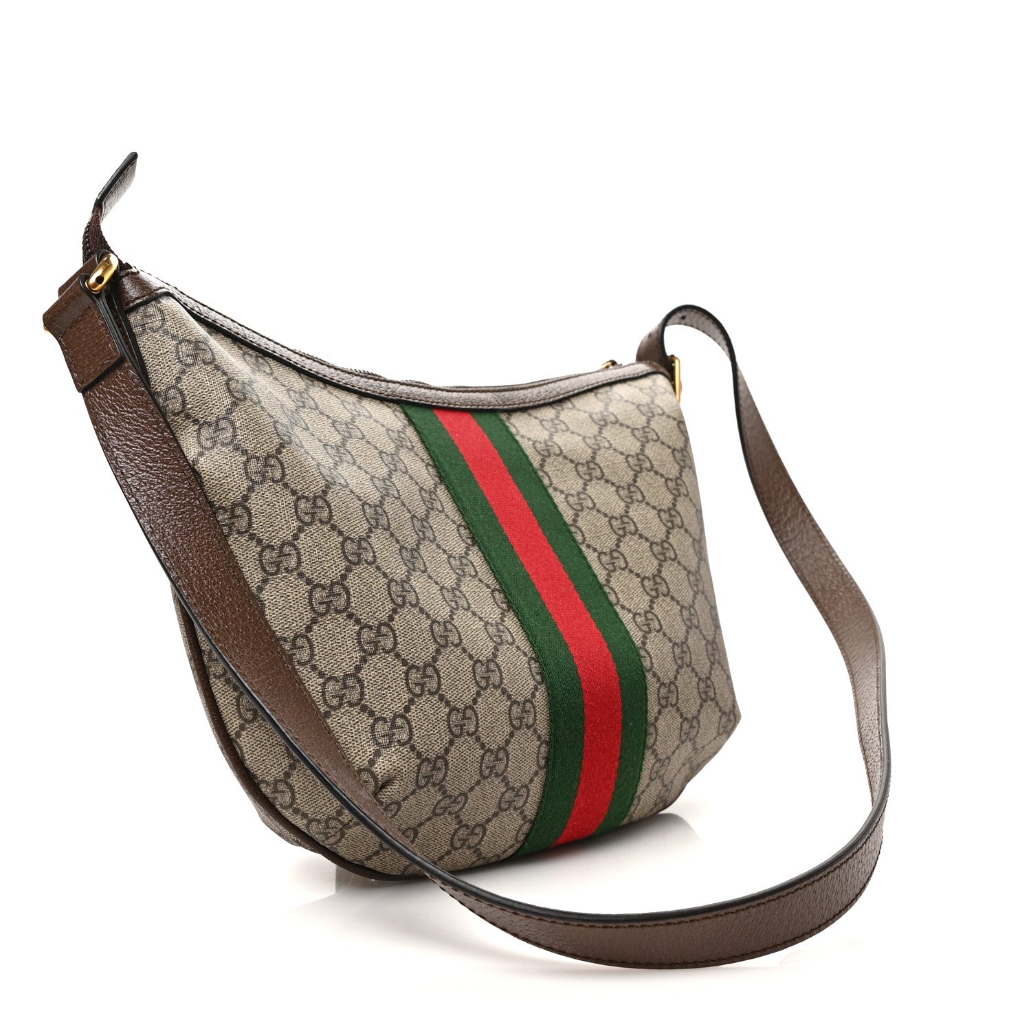 Gucci GG Supreme Monogram Web Small Ophidia Half Moon Hobo Brown 3 of 9