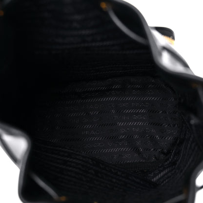 Prada Glace Calfskin Embossed Secchiello Bucket Bag Black 5 of 14