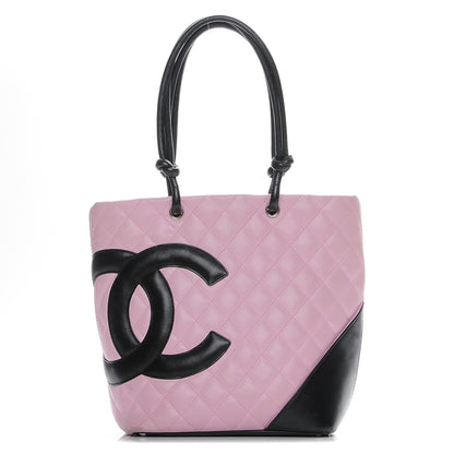 Chanel Calfskin Quilted Medium Cambon Tote Pink Black 1 of 12