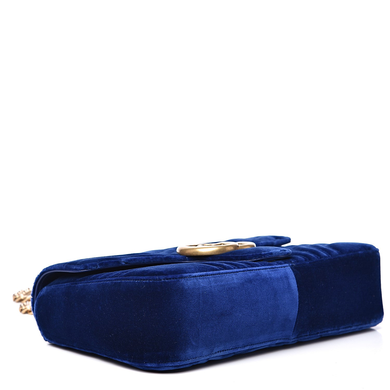 Gucci Velvet Matelasse Medium GG Marmont Shoulder Bag Cobalt Blue 3 of 10