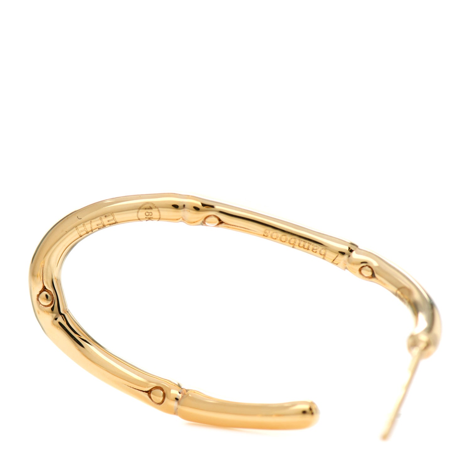 John Hardy 18K Yellow Gold Bamboo Twist Hoop Earrings 5 of 6