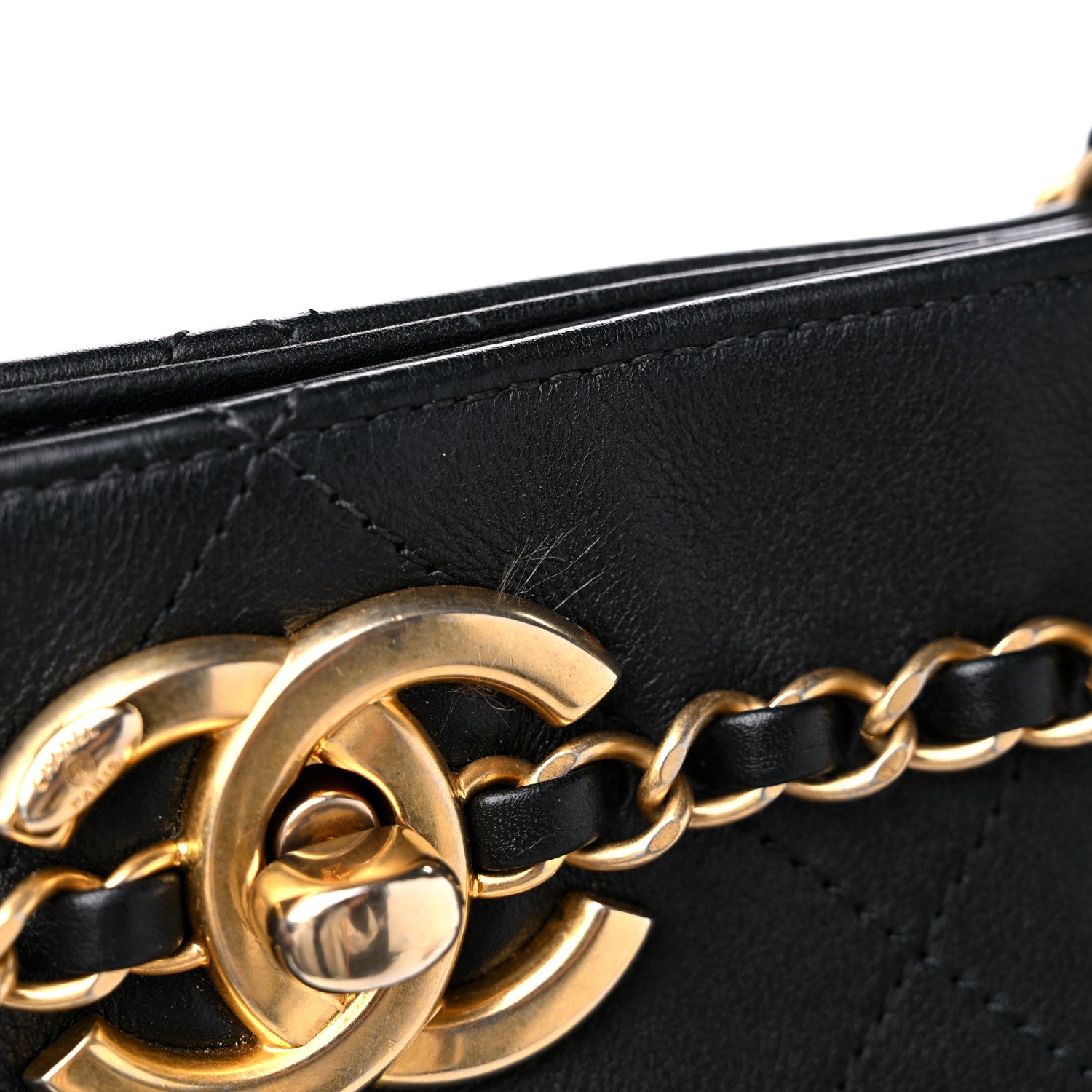 Chanel Calfskin Stitched Medium Shopping Tote Black 12 of 12