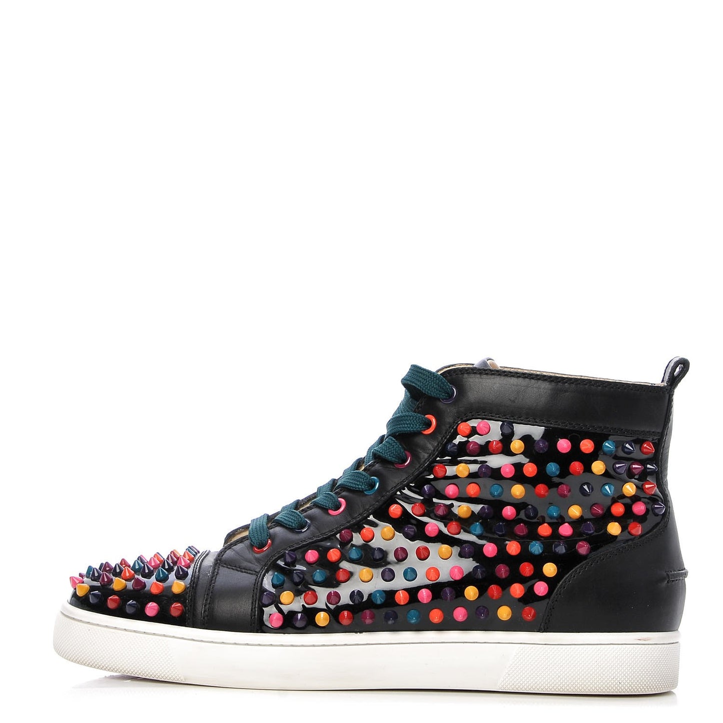 Mens Patent Calfskin Spike Louis Flat Sneakers 43.5 Black Multi