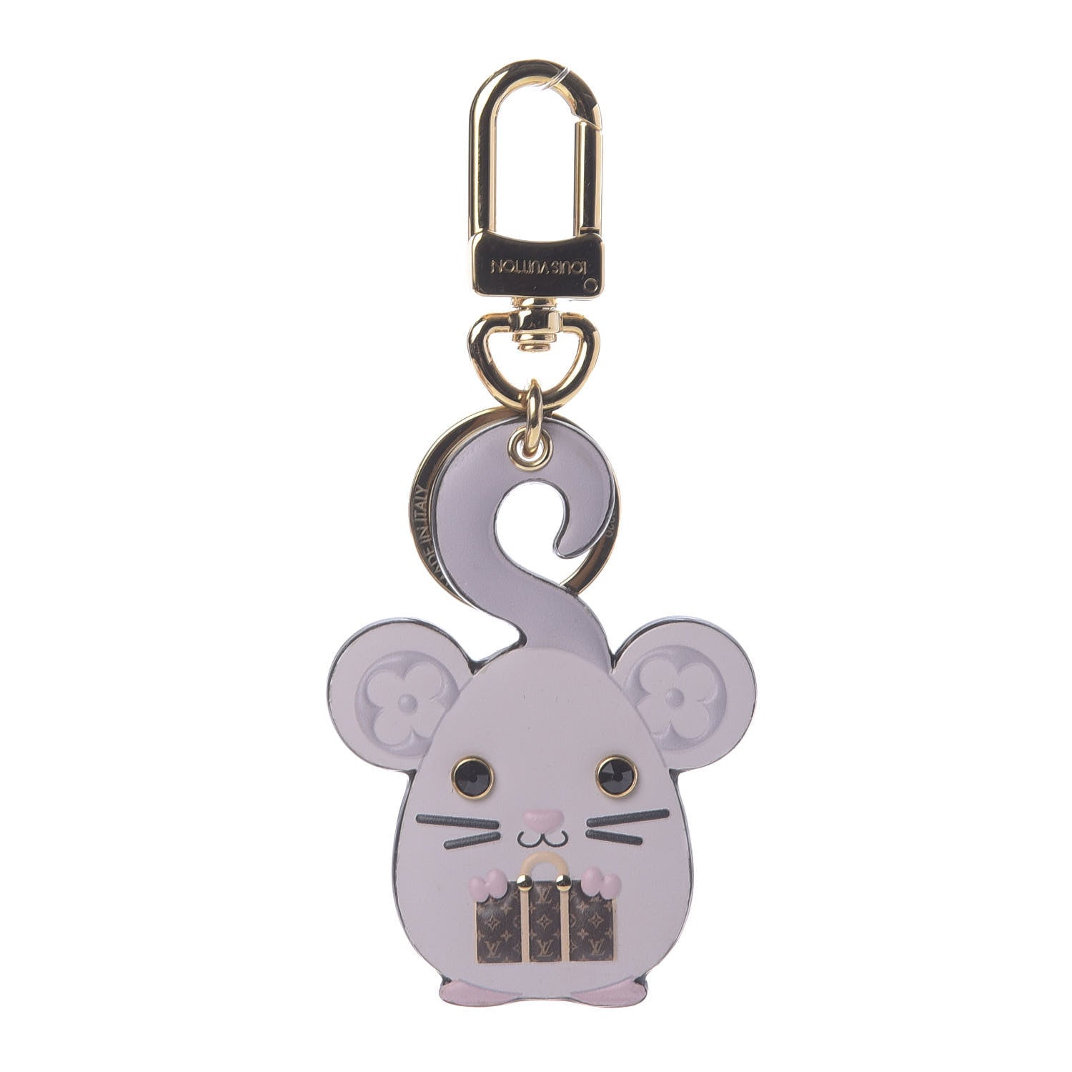 Louis Vuitton Calfskin Monogram Vuittonite Rat Bag Charm Key Holder 1 of 5