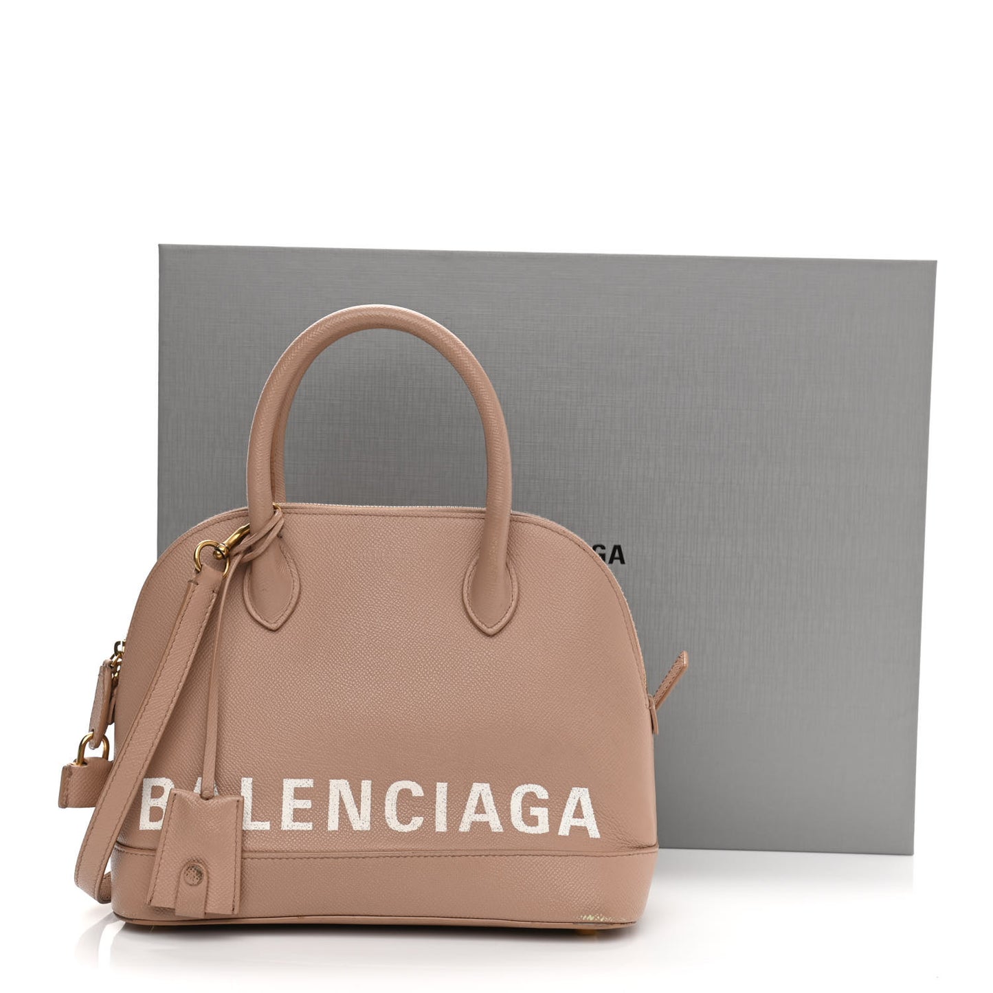 Grained Calfskin S Ville Top Handle Bag Beige Tapioca