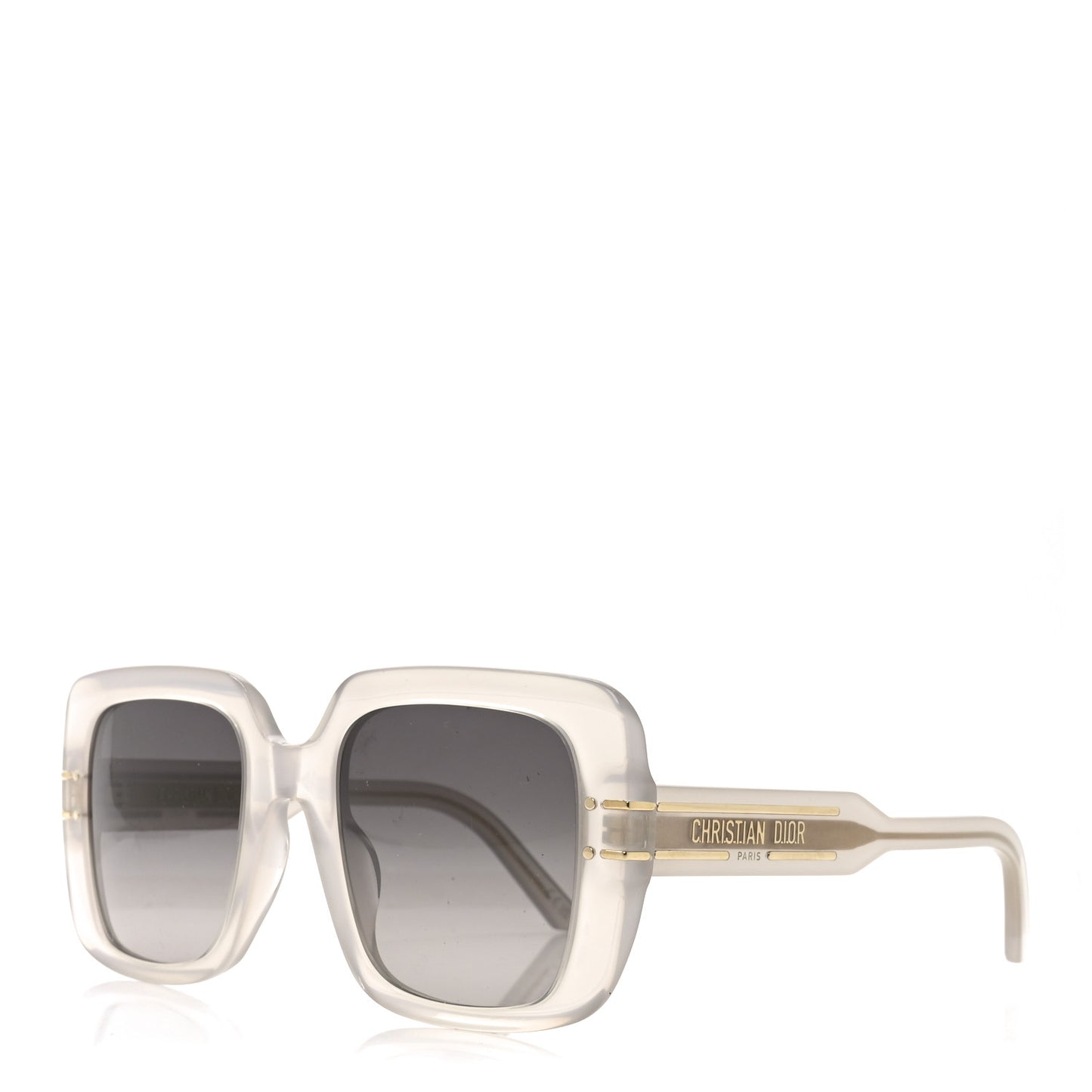 Acetate Diorsignature S11I Square Sunglasses Transparent Shiny Beigegradient Smoke