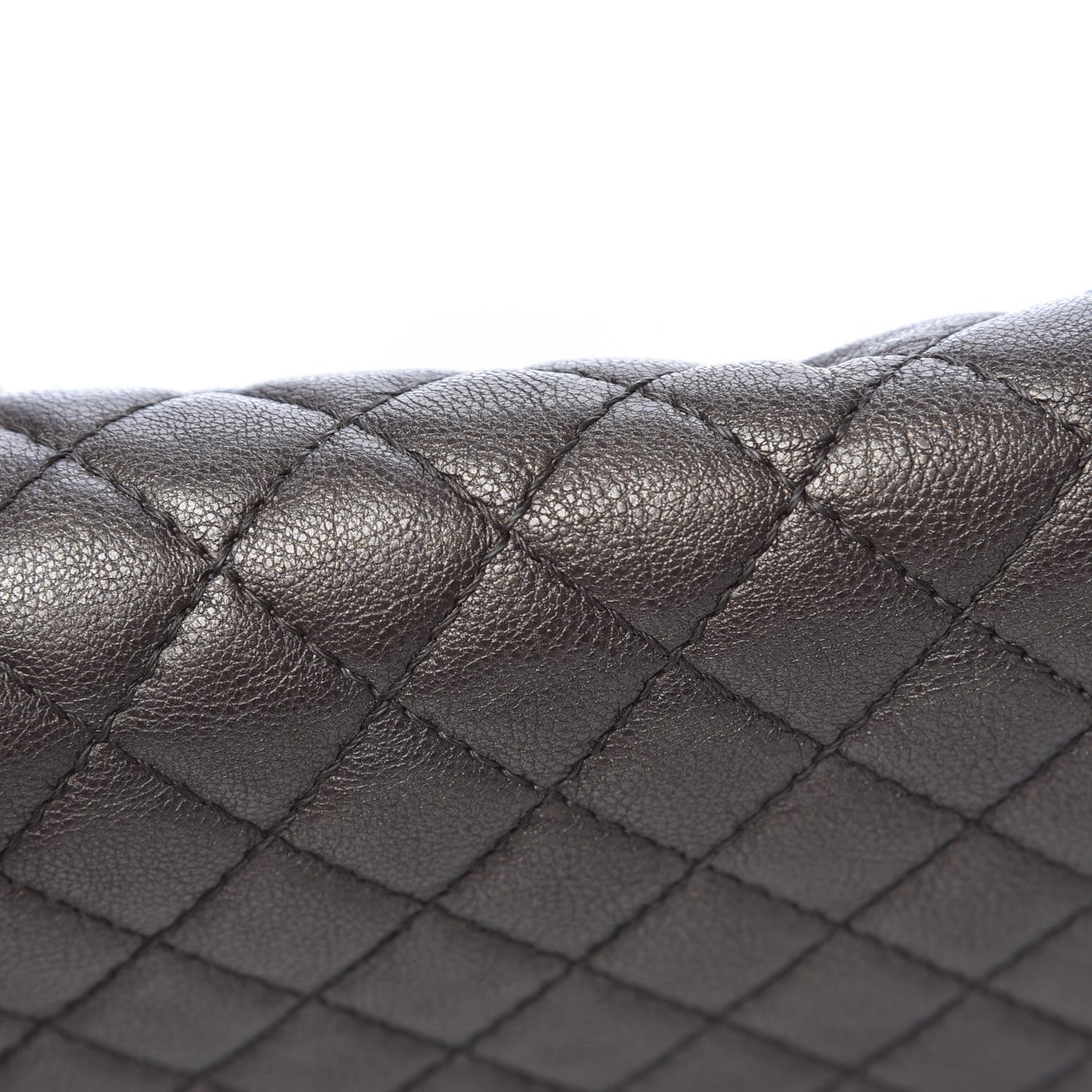 Metallic Calfskin Quilted Medium Boy Flap Dark Silver