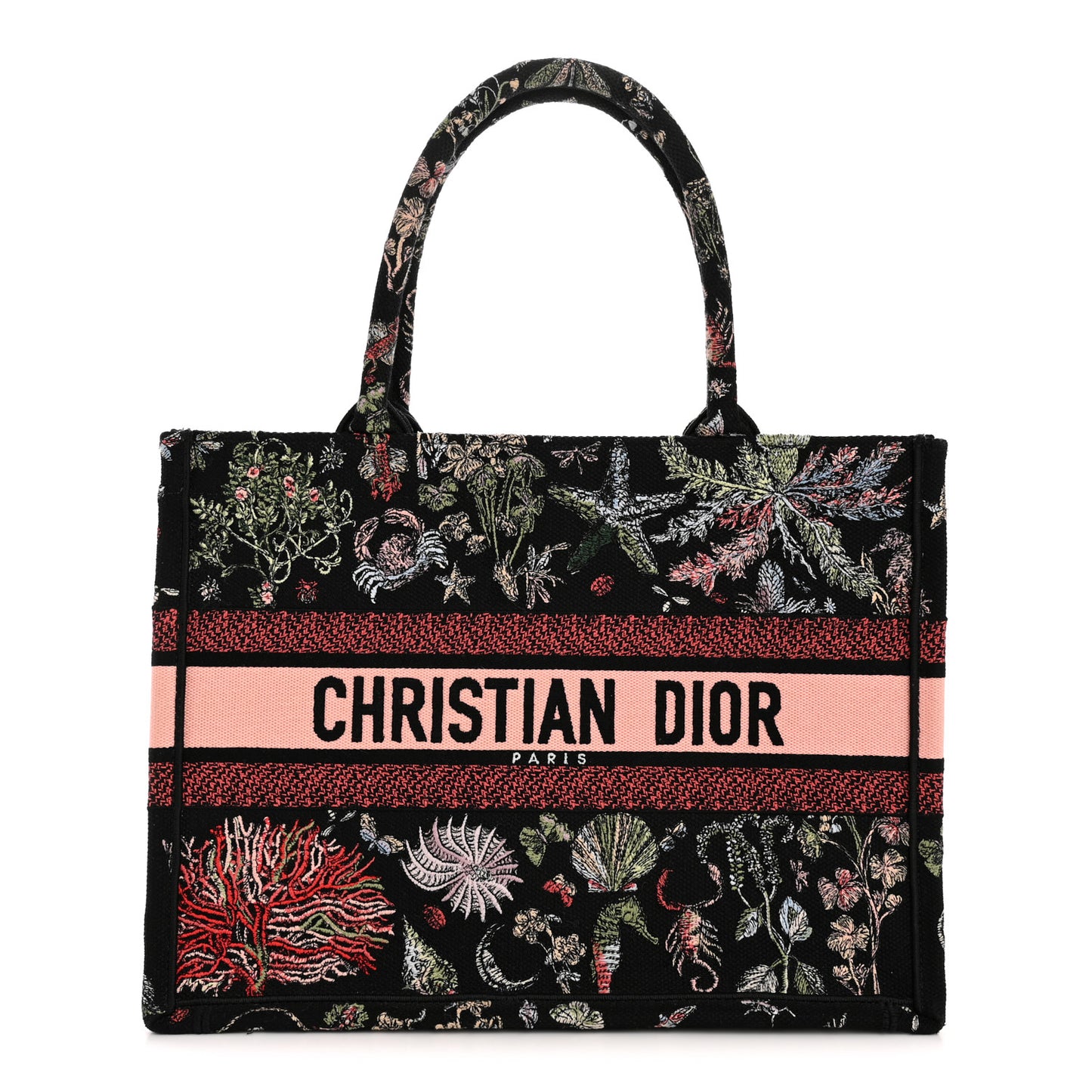 Canvas Embroidered Medium Cabinet De Curiosites Book Tote Black Multicolor