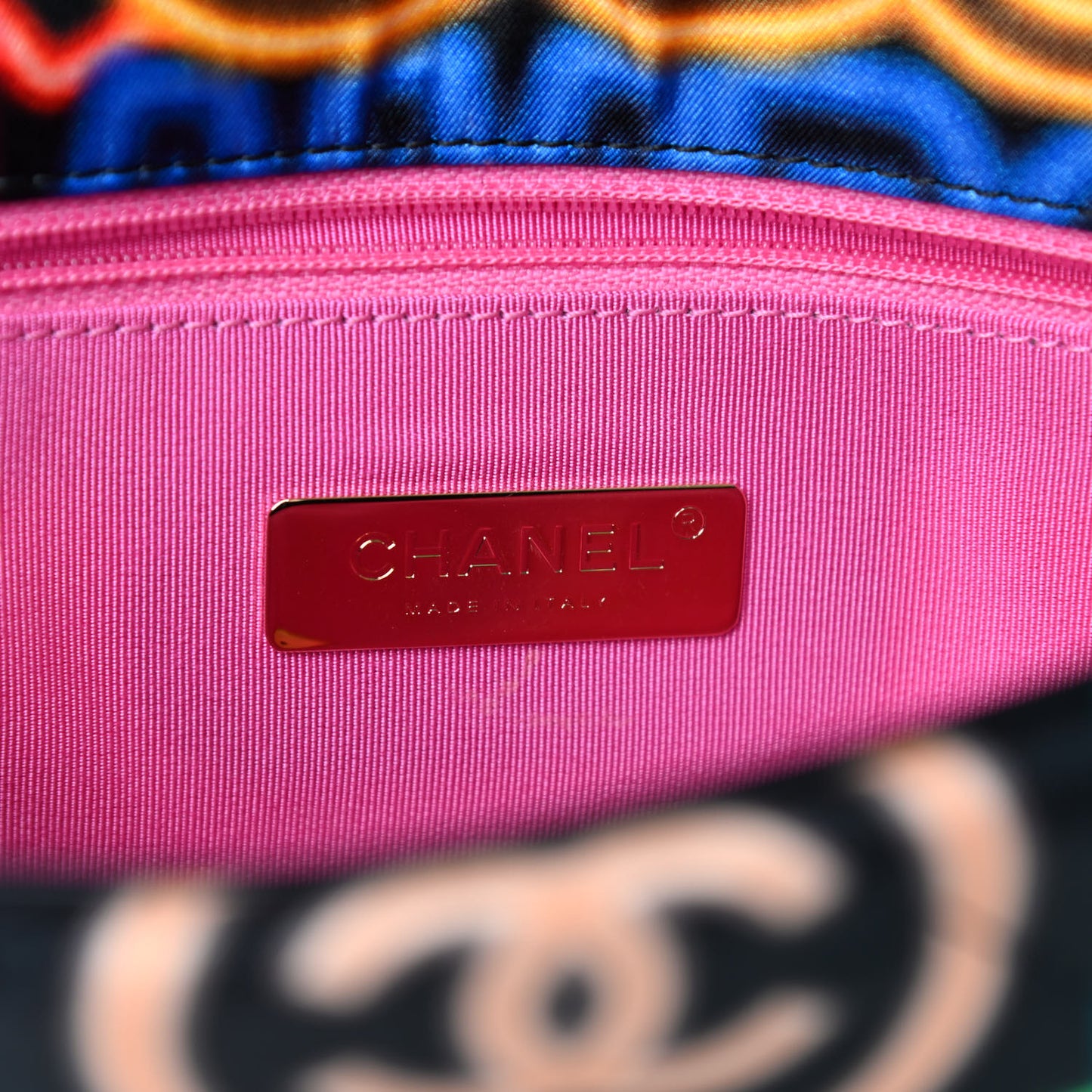 Fabric Printed Medium Chanel 19 Flap Black Multicolor